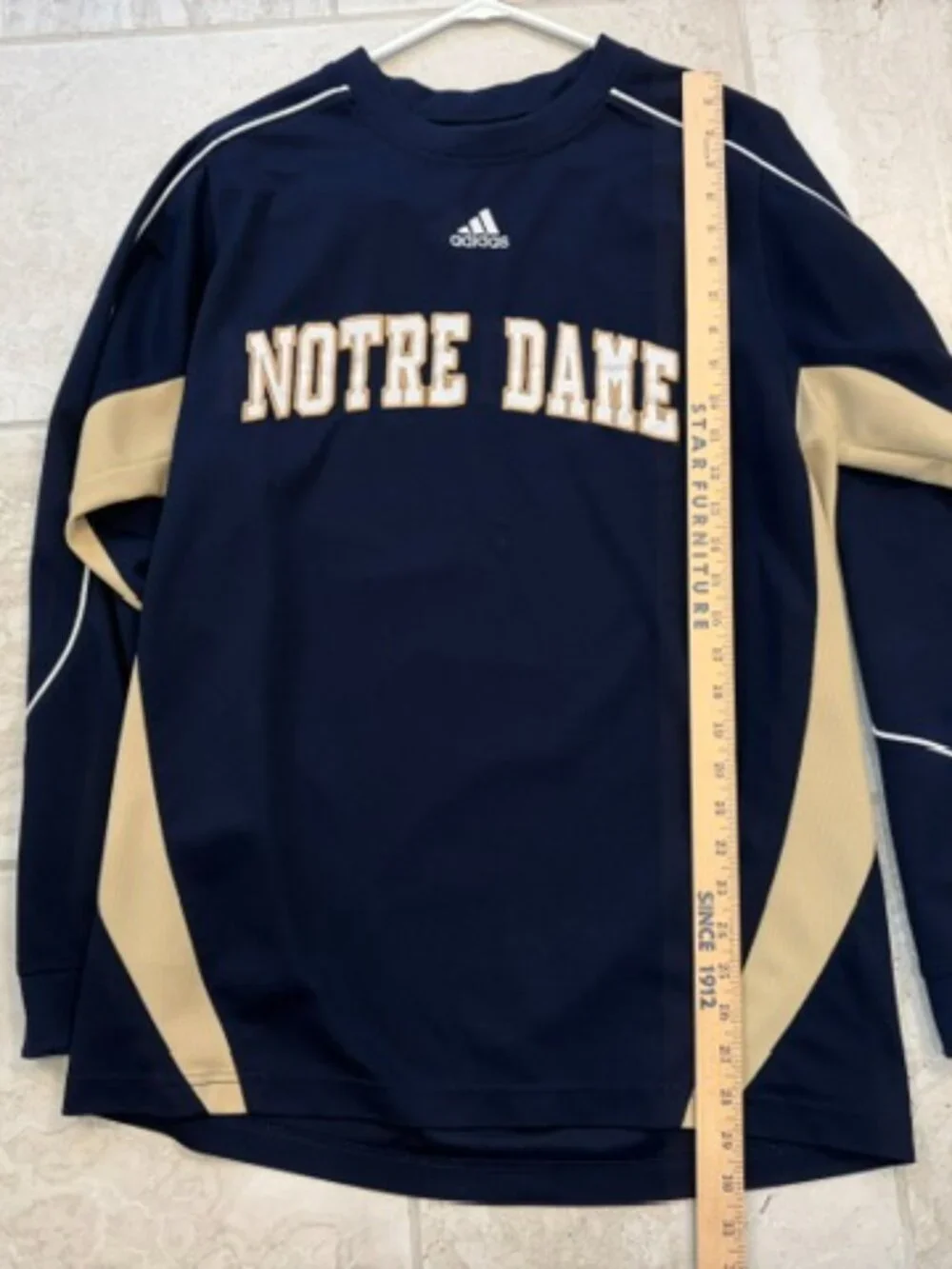 Adidas NCAA Notre Dame Blue Gold Jersey Medium Sportswear Activewear Y2K Retro